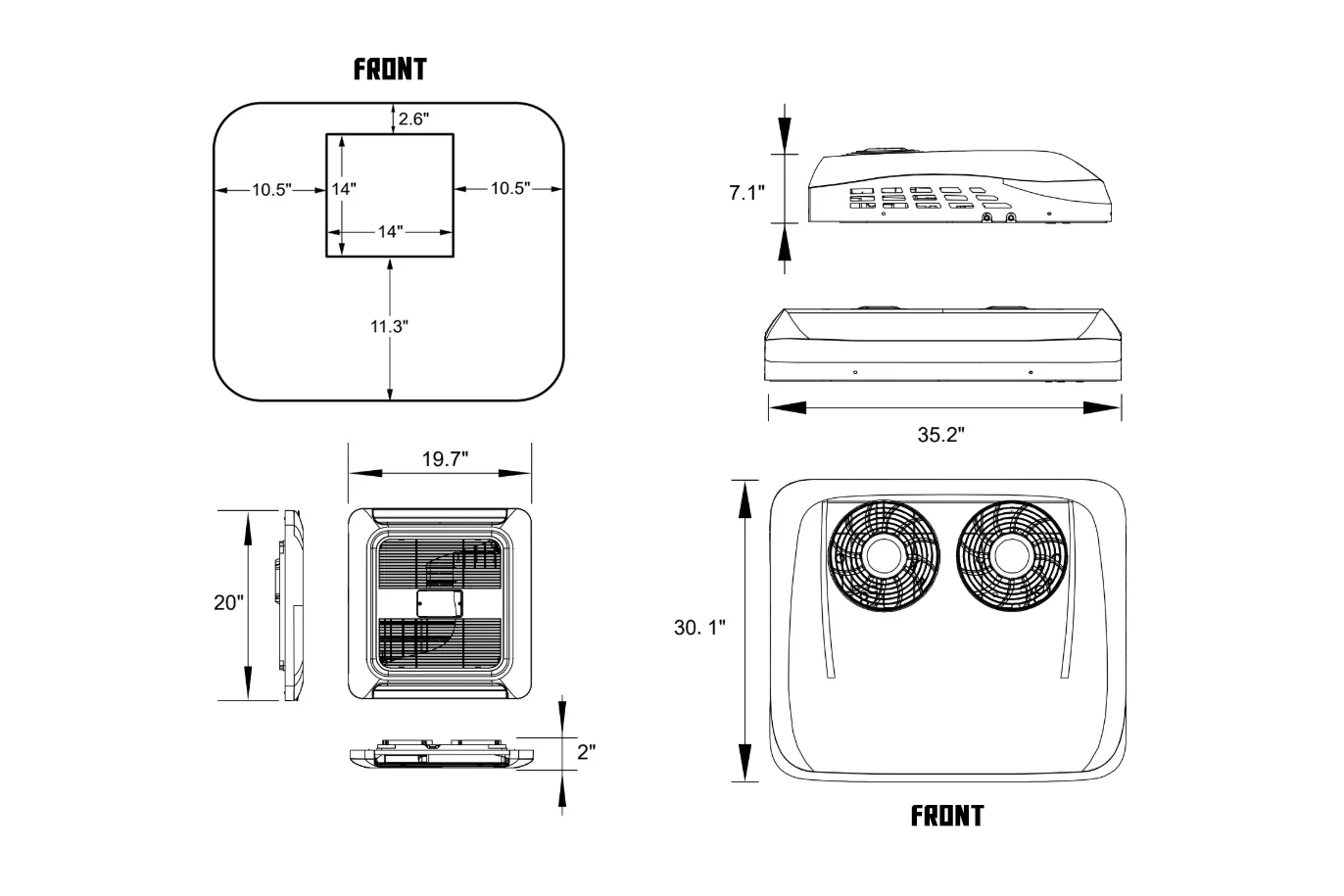 Velit V3 DC Rooftop Air Conditioner with Built-In Exhaust Fan - 12V/48V - Image 5