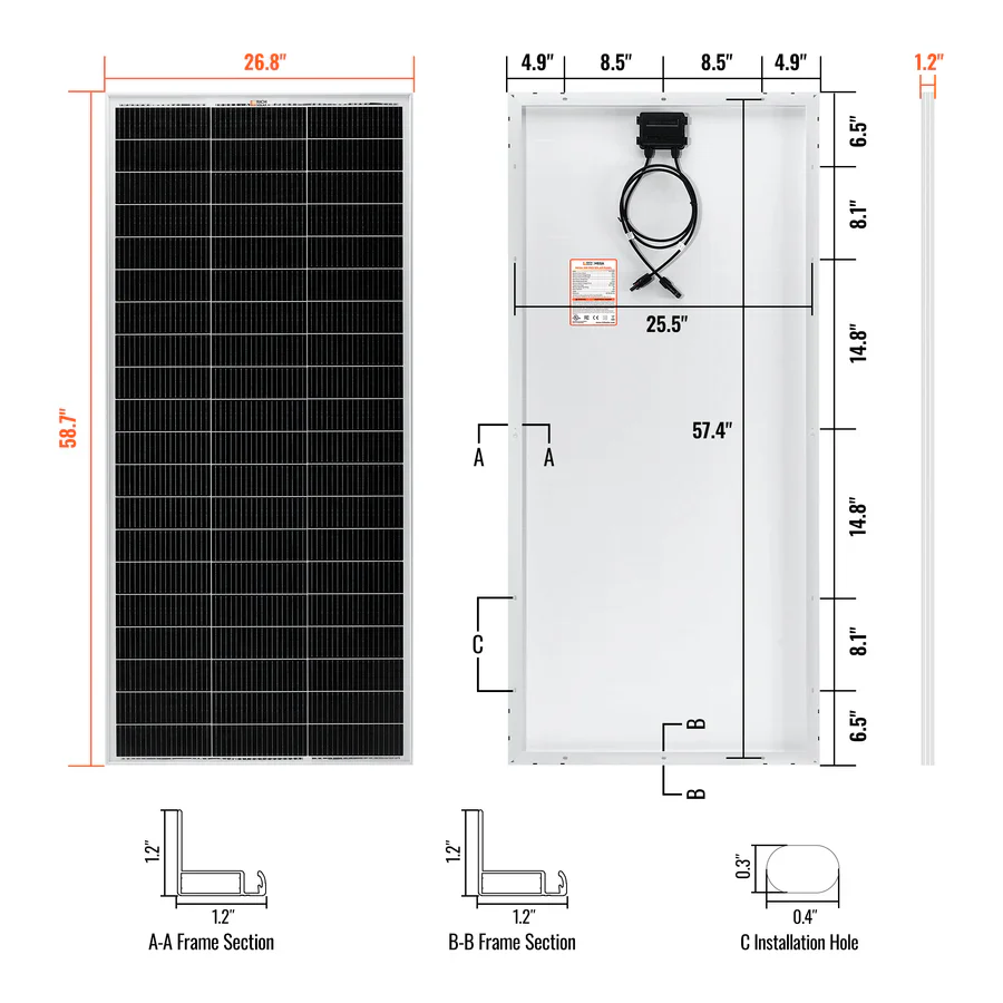 Rich MEGA PRO 200 Watt 24v Solar Panel | UL Certified - Image 3