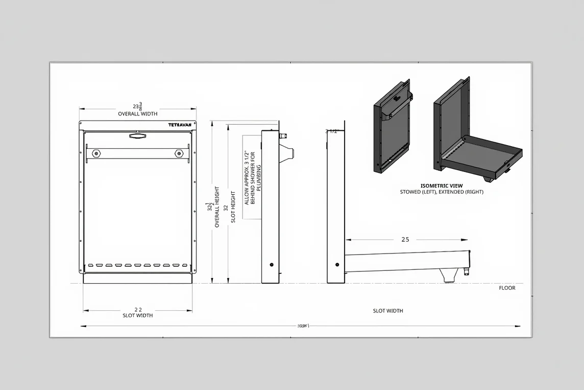Tetravan Folding Shower 2.1 with Magnetic Curtain - Image 12